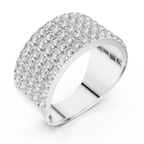White gold round five-row pave lab grown diamond anniversary band, side view