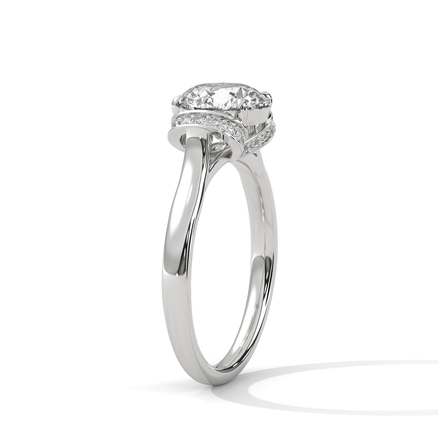 2 Carat Round Cut Lab Grown Diamond Engagement Ring in Rose Gold – Ribbon Accent Solitaire | Luzora Jewels
