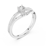 White gold round solitaire lab grown diamond ring, side view