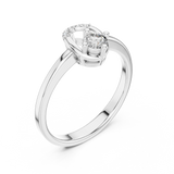 White gold round open oval lab grown diamond ring, side view