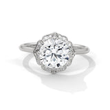 2 Carat Round Cut Lab Grown Diamond Engagement Ring in Rose Gold – Floral Halo | Luzora Jewels