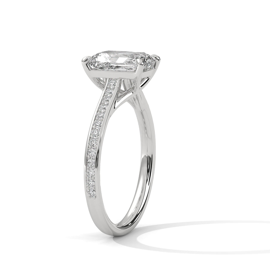 2 Carat Radiant Cut Lab Grown Diamond Engagement Ring in Rose Gold – Pavé Band | Luzora Jewels