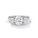 2.5 Carat Round Cut Lab Grown Diamond Engagement Ring on Hand – Three-Stone | Luzora Jewels