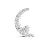 White gold crescent moon pendant with graduated lab-grown diamonds