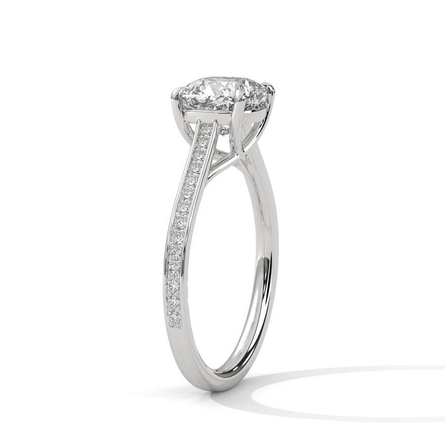 1.75 Carat Cushion Cut Lab Grown Diamond Engagement Ring in Rose Gold – Pavé Band Solitaire | Luzora Jewels
