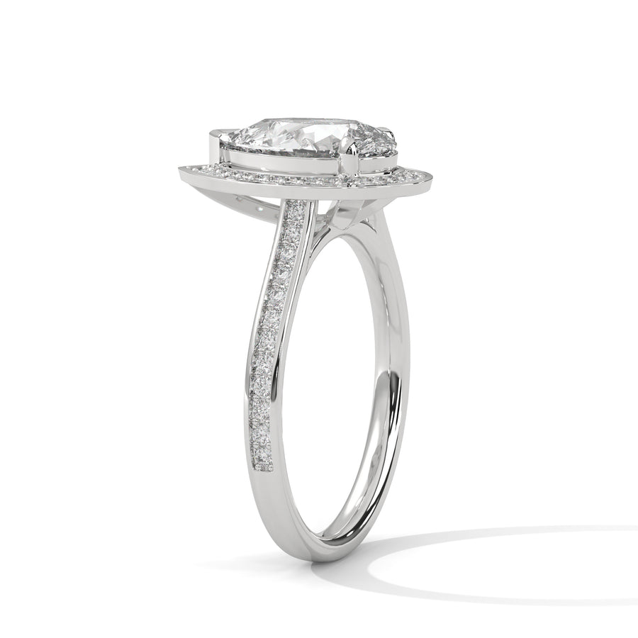 2 Carat Pear Cut Lab Grown Diamond Engagement Ring in Rose Gold – Halo | Luzora Jewels