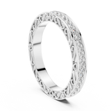 White gold 0.5 CTW round filigree lab grown diamond eternity wedding band, front view