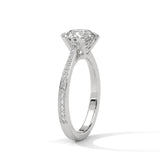 2 Carat Round Cut Lab Grown Diamond Engagement Ring in Rose Gold – Six-Prong Pavé Band | Luzora Jewels