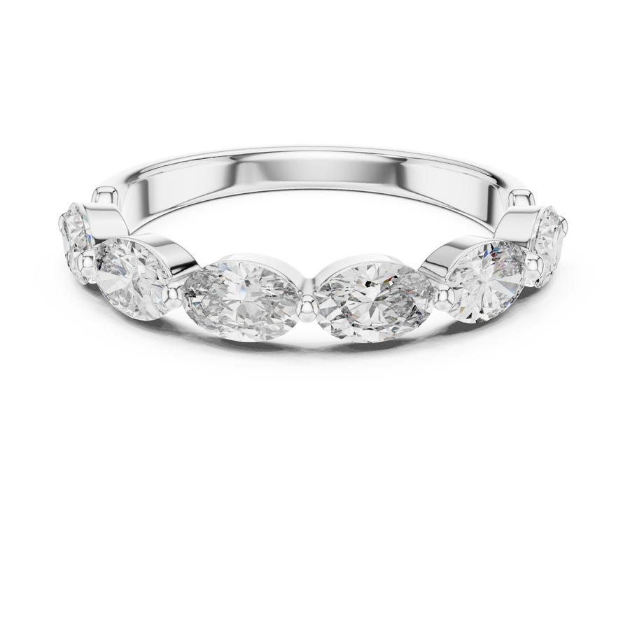 1.5 CT Oval East-West Lab Grown Diamond Wedding Band in white gold — front view by Luzora Jewels