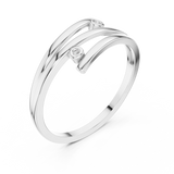 White gold two stone open wrap lab grown diamond ring, side view