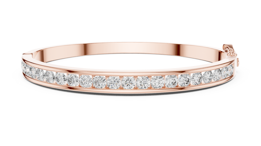 Rose gold round lab-grown diamond channel-set bangle bracelet