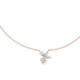 Rose gold 2.12 ct round, pear and marquise lab grown diamond cluster pendant necklace, front view