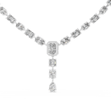 White gold mixed cut lab grown diamond statement Y-drop necklace