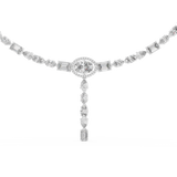 White gold lab grown diamond tennis Y-necklace, angled view