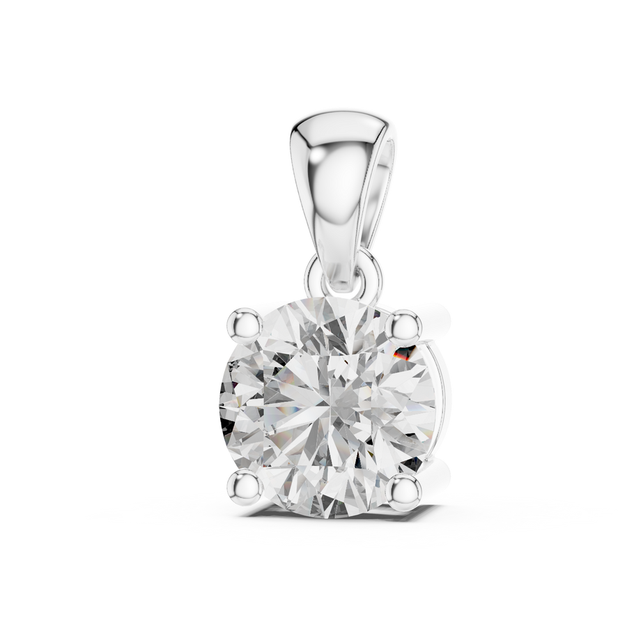 1 CT Round Cut Solitaire Lab-Grown Diamond Pendant in 14K White Gold