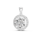 2.80 CT Round Cut Lab Grown Diamond Halo Pendant Necklace