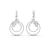White gold 1.08 ct lab grown diamond double circle drop earrings, front view