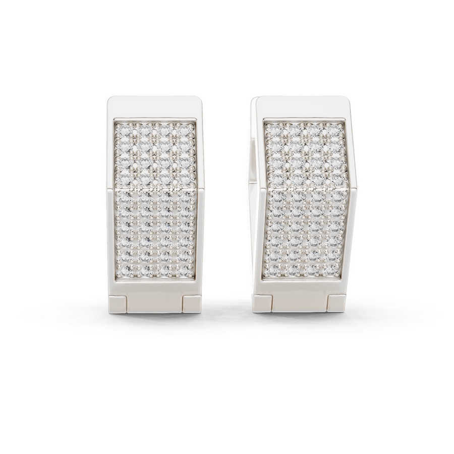 Lab Grown Diamond Pavé Bar Huggie Earrings in white gold