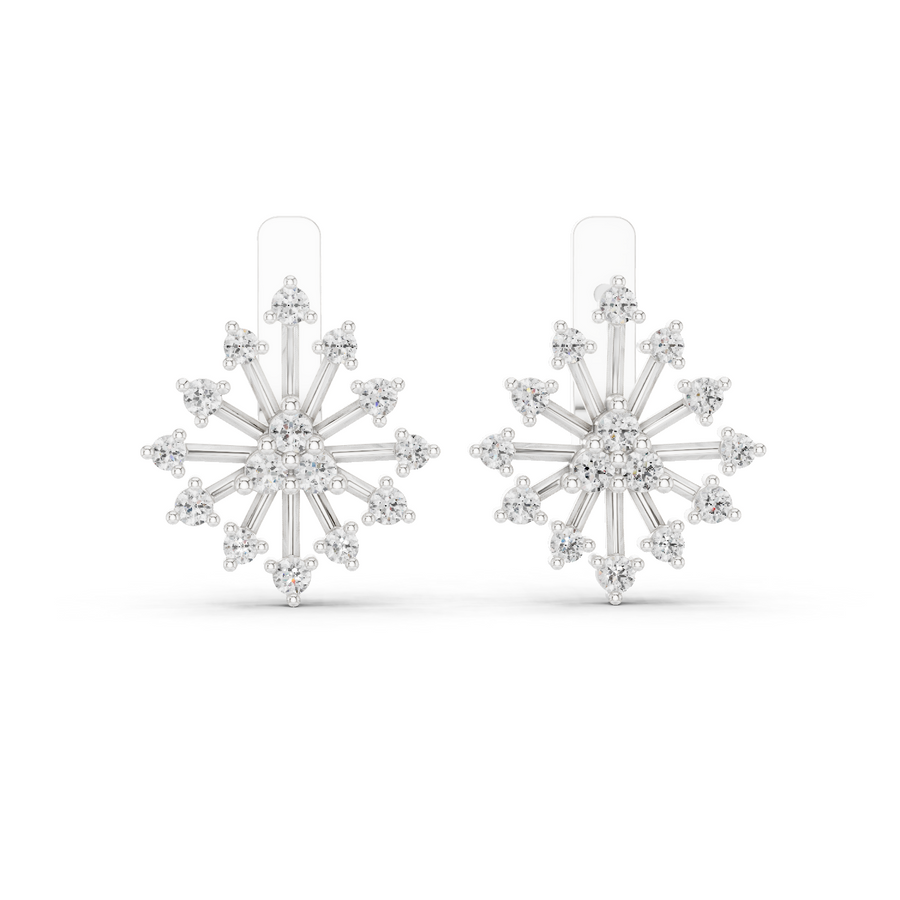 Lab Grown Diamond Starburst Stud Earrings in white gold