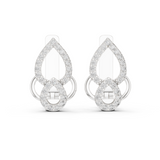 White gold 0.36 ct lab grown diamond double teardrop huggie earrings, front view