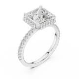 2.5 CT Princess Cut Halo Lab Grown Diamond Engagement Ring