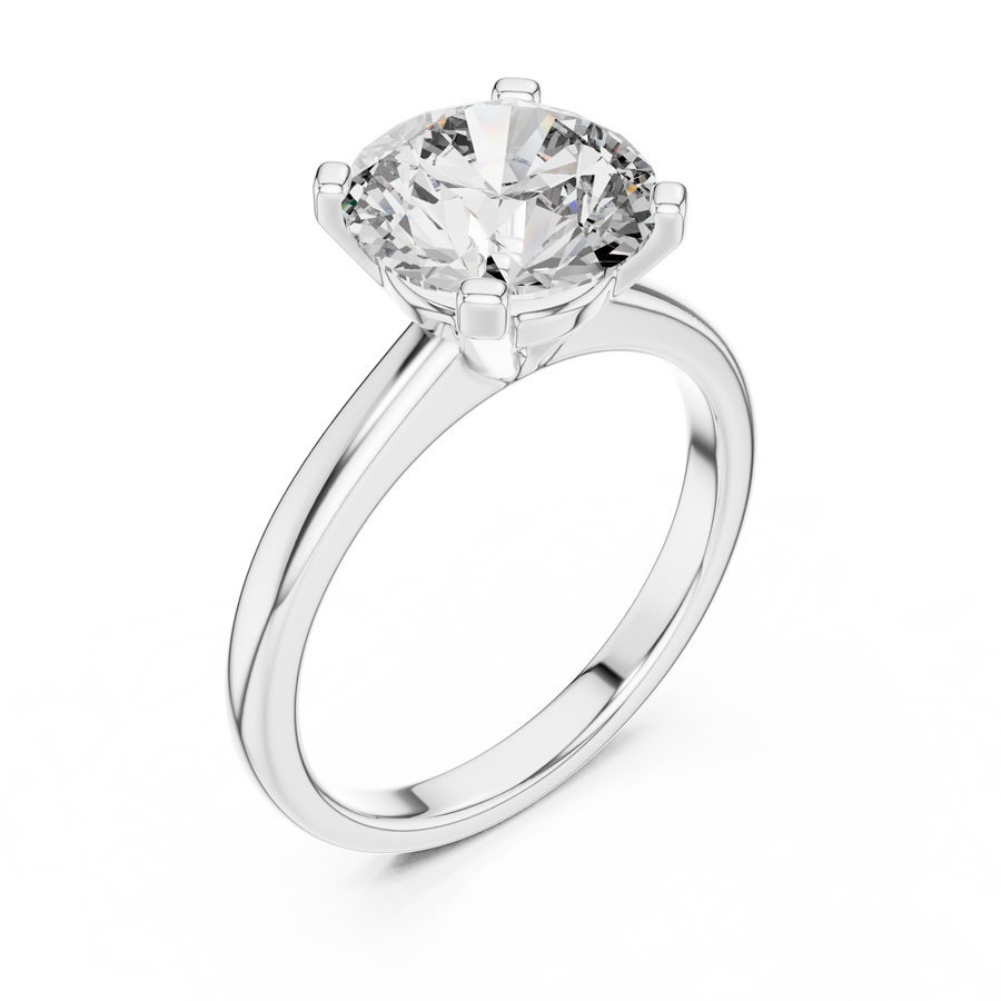 Rose gold 2.5 CT lab grown diamond round cut double-prong solitaire ring, front view — Luzora Jewels
