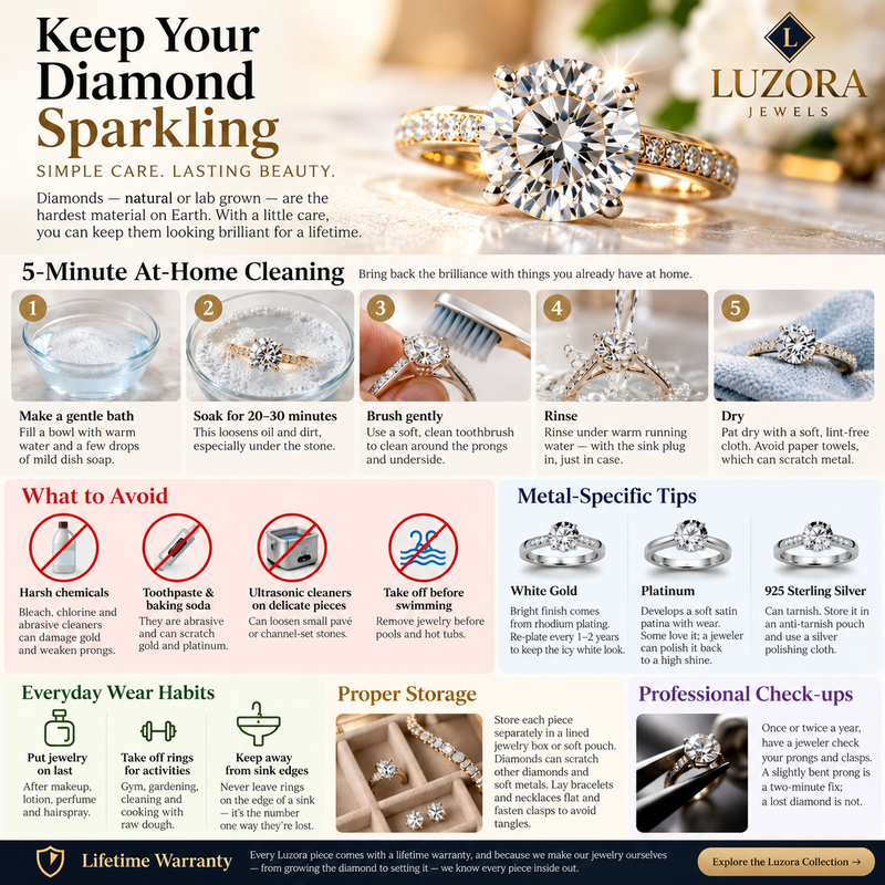 Luzora diamond jewelry care guide