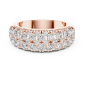 Rose gold round two-row lab grown diamond anniversary band, angled view