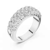 White gold round two-row lab grown diamond anniversary band, side view