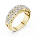 Yellow gold round two-row lab grown diamond anniversary band, side view