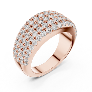 Rose gold round pave dome lab grown diamond anniversary band, side view