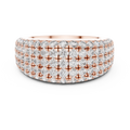 Rose gold round pave dome lab grown diamond anniversary band, angled view