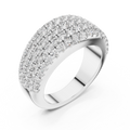White gold round pave dome lab grown diamond anniversary band, side view