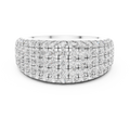 White gold round pave dome lab grown diamond anniversary band, angled view