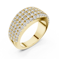 Yellow gold round pave dome lab grown diamond anniversary band, side view