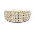 Yellow gold round pave dome lab grown diamond anniversary band, angled view