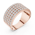 Rose gold round five-row pave lab grown diamond anniversary band, side view