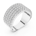 White gold round five-row pave lab grown diamond anniversary band, side view