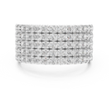 White gold round five-row pave lab grown diamond anniversary band, angled view