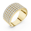 Yellow gold round five-row pave lab grown diamond anniversary band, side view