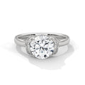 2 Carat Round Cut Lab Created Diamond Ribbon Accent Solitaire Engagement Ring – Side View | Luzora Jewels