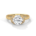2 Carat Round Cut Lab Grown Diamond Ring for Women – Ribbon Accent Solitaire Close-Up | Luzora Jewels