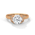 2 Carat Round Cut Lab Grown Diamond Engagement Ring on Hand – Ribbon Accent Solitaire | Luzora Jewels