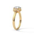2 Carat Round Cut Lab Grown Diamond Engagement Ring in Yellow Gold – Ribbon Accent Solitaire | Luzora Jewels