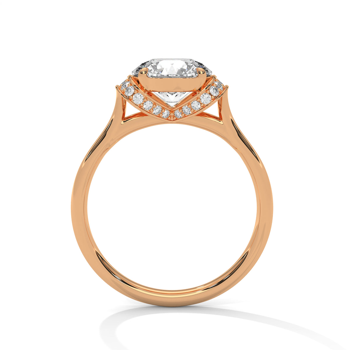 2 Carat Round Cut Lab Grown Diamond Engagement Ring in Rose Gold – Ribbon Accent Solitaire | Luzora Jewels
