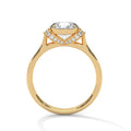 2 Carat Round Cut Lab Grown Diamond Engagement Ring in Yellow Gold – Ribbon Accent Solitaire | Luzora Jewels