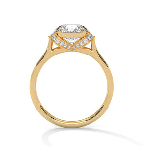 2 Carat Round Cut Lab Grown Diamond Engagement Ring in Yellow Gold – Ribbon Accent Solitaire | Luzora Jewels
