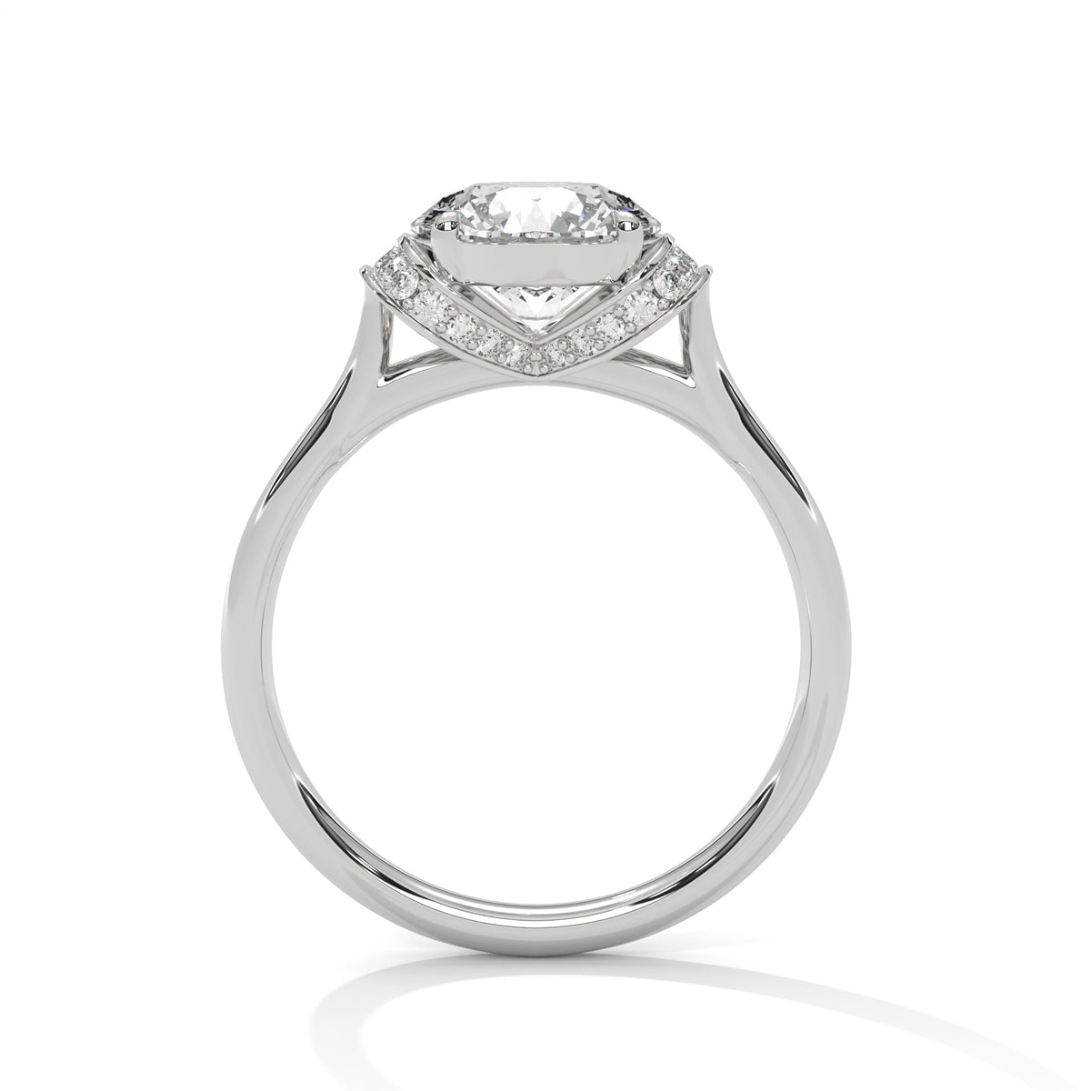 2 Carat Round Cut Lab Grown Diamond Engagement Ring in White Gold – Ribbon Accent Solitaire | Luzora Jewels