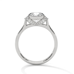 2 Carat Round Cut Lab Grown Diamond Engagement Ring in White Gold – Ribbon Accent Solitaire | Luzora Jewels
