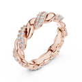 Rose gold round twist lab grown diamond eternity band, side view